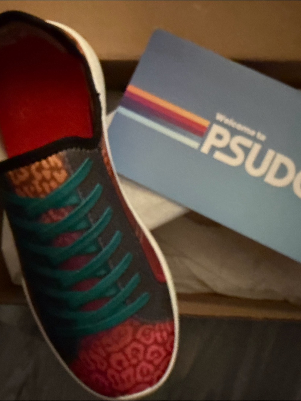 Women’s Athletic Slip-On Sneakers in Teal and Burgundy